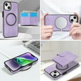 thumbnail image 4 of Decase for iPhone 13 Flip PU Leather Back Cover with 2-in-1 Detachable Magnetic Wallet with 5 Card Slots Compatible Mag-Safe and RFlD Blocking Kickstand and Wireless Charging,Purple, 4 of 6