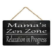 Zen Zone Relaxation In Progress Wooden Hanging Sign Wall Art Decor 12X6 Inches