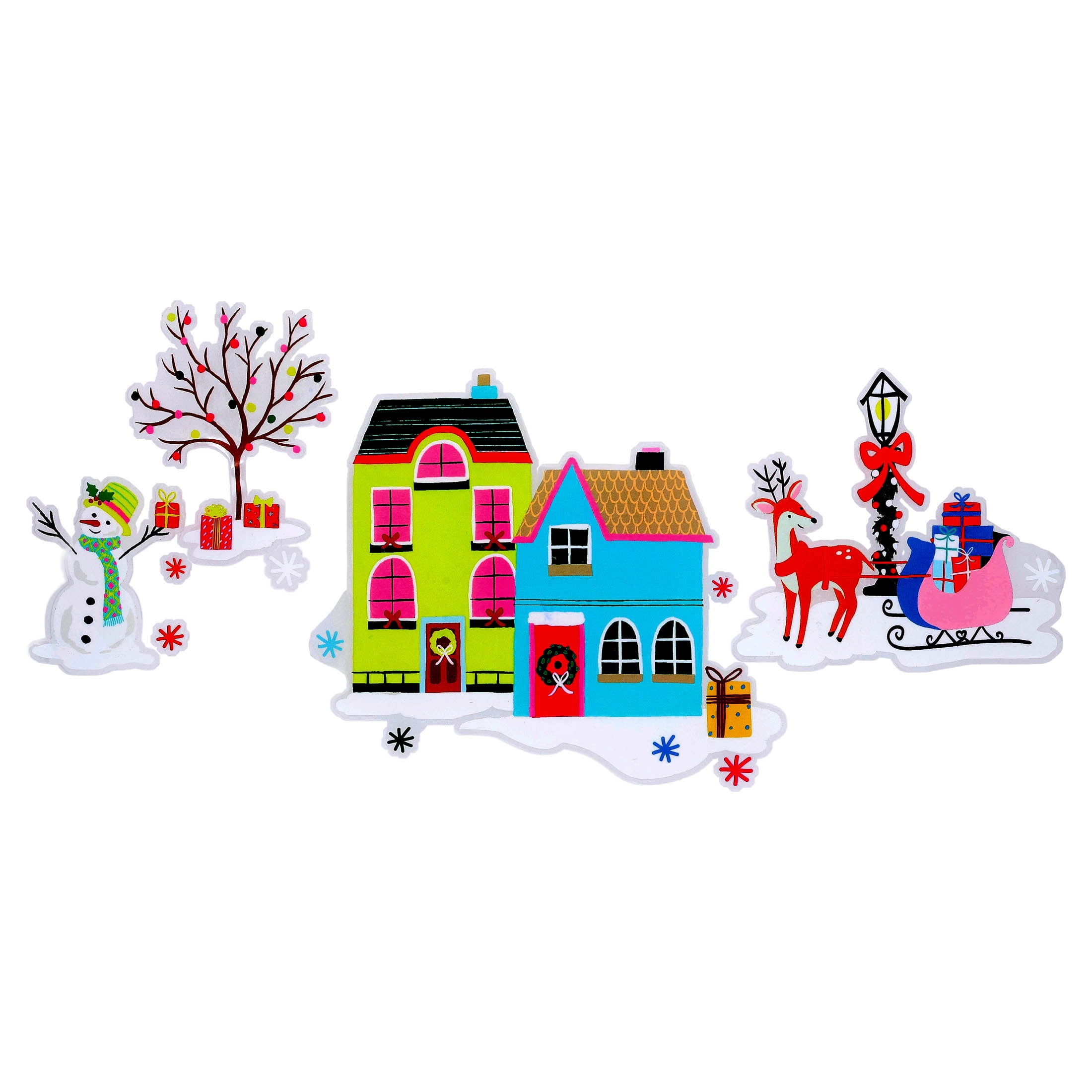 Christmas Houses Window Clings, Multicolor, by Holiday Time