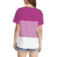 thumbnail image 5 of yillto Womens Striped Blouse Casual Color Block Loose Short Sleeve Round Neck Summer Shirts Outfits, 5 of 7