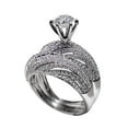 thumbnail image 2 of Grand Sale! WEANT 925 Sterling Silver Natural White Sapphire Diamond Ring Silver B74, 2 of 7