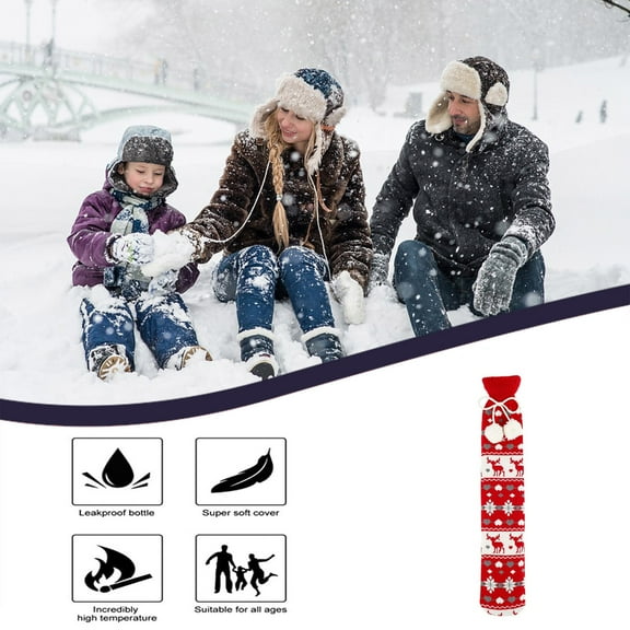 Oggfader Water Bottles Reusable Warm Hot Water Bottle Soft Cover Hand Warmer Natural Warmth 1L