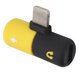 thumbnail image 2 of Adaptador dual 2 en 1, conector para auriculares, audio auxiliar y adaptador de cargador, divisor para puertos IOS, amarillo y negro, 2 of 8
