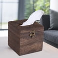 thumbnail image 6 of Qianha Mall Tissue Box Retro Square Wooden Boutique Tissue Holder Tissue Cover for Home Office Car Automotive Decoration-Brown, 6 of 9