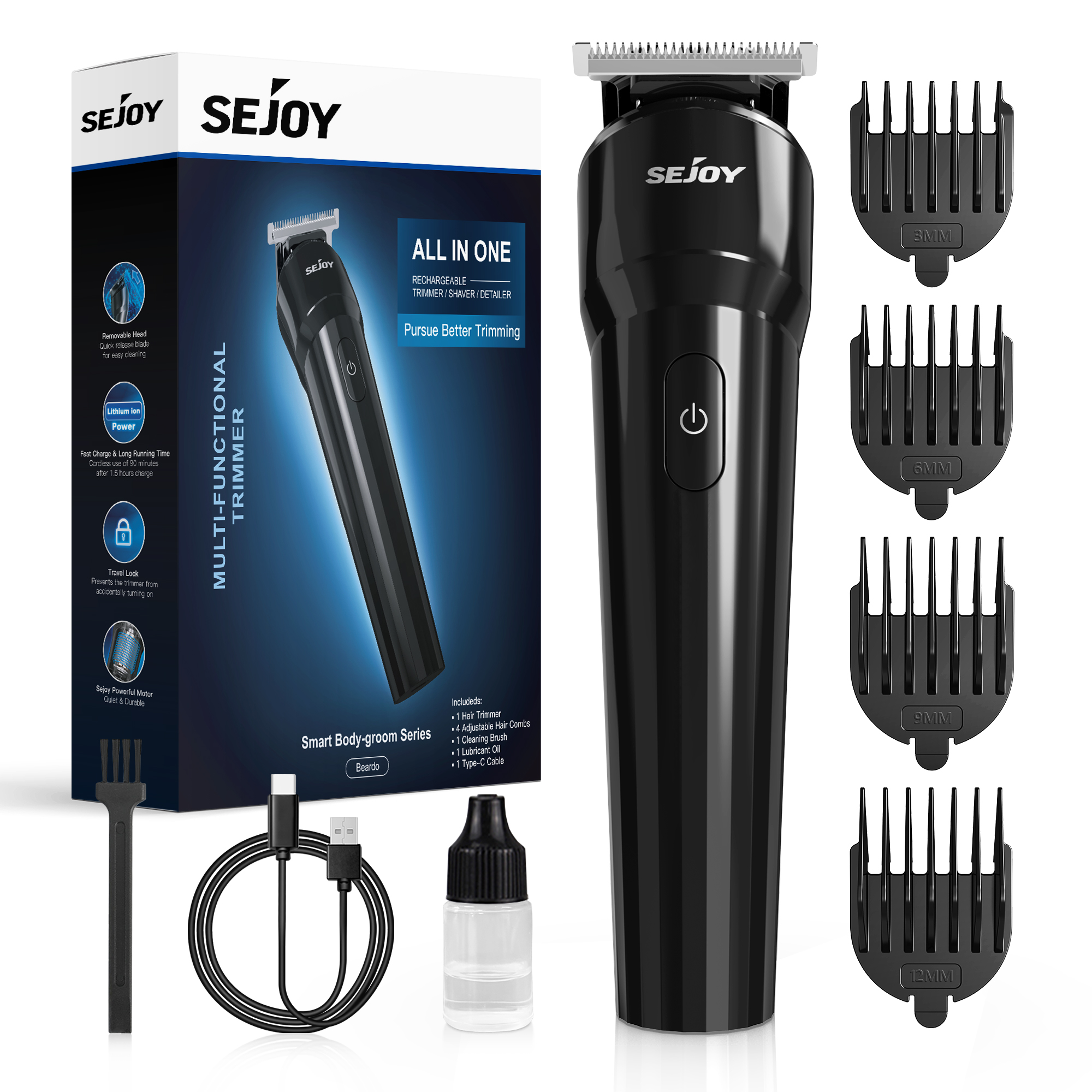 Sejoy Electric Hair Trimmer for Beard, Groin Hair, and Body Hair