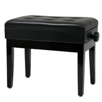 SONGMICS Adjustable Wooden Piano Bench Stool Sheet Music Storage Black