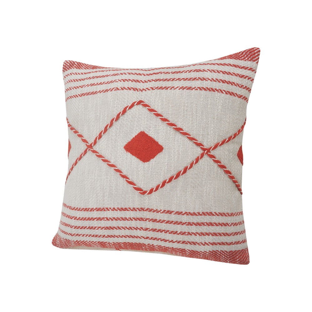 Ox Bay 20" x 20" Hand-Woven Pink/ White Geometric Organic Cotton Pillow Cover