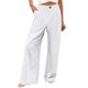 thumbnail image 1 of pantalones de pierna ancha para mujer pantalones casuales de color sólido de cintura alta pantalones de botón de entrenamiento con bolsillos blanco / s, 1 of 5