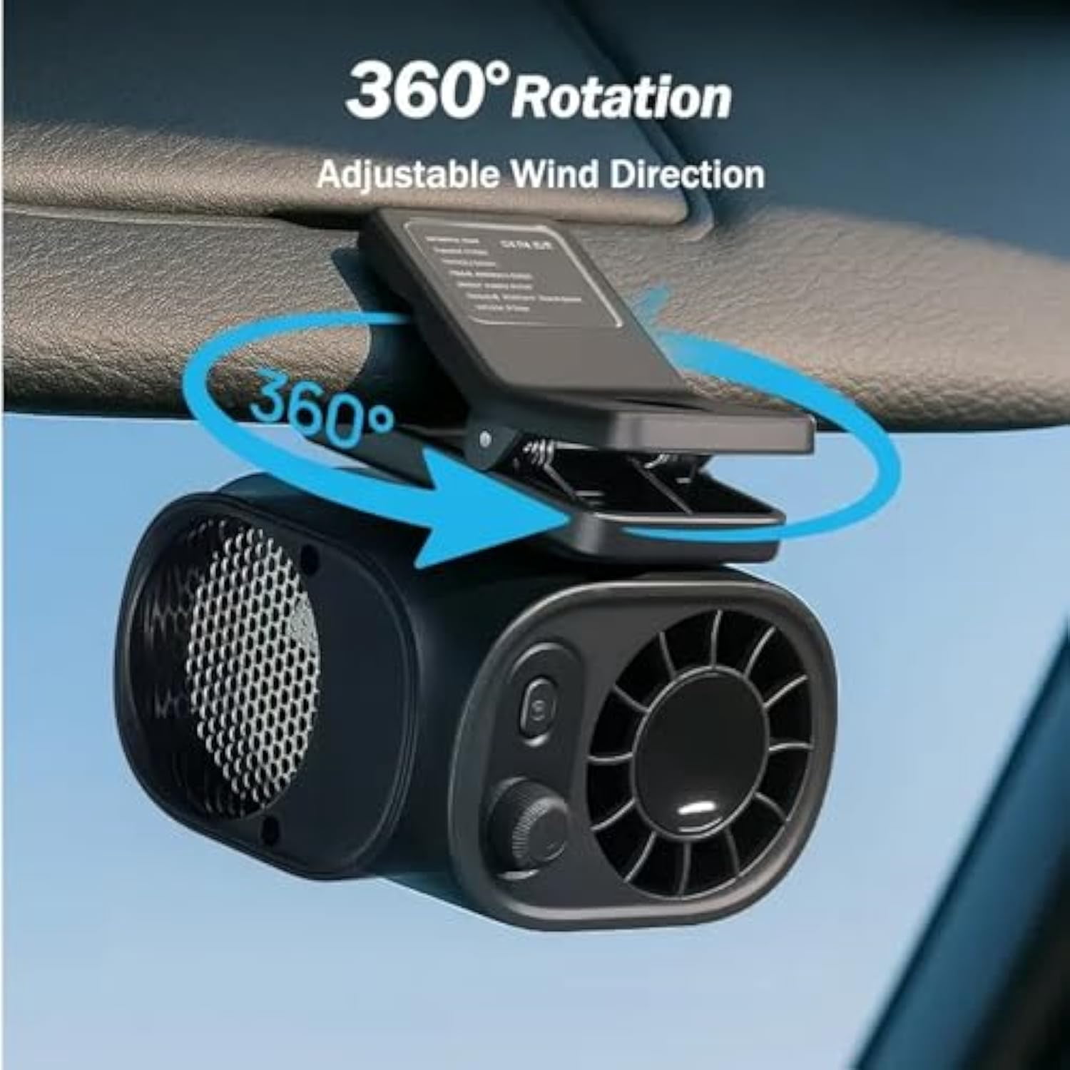 Car Clip on Fan with LED Display, Backseat Fan, USB Rechargeable Powerful Cooling Fans, 360° Rotation, 100 Speeds Adjustable, USB Rechargeable, 2025 New Clip on Fans for Car