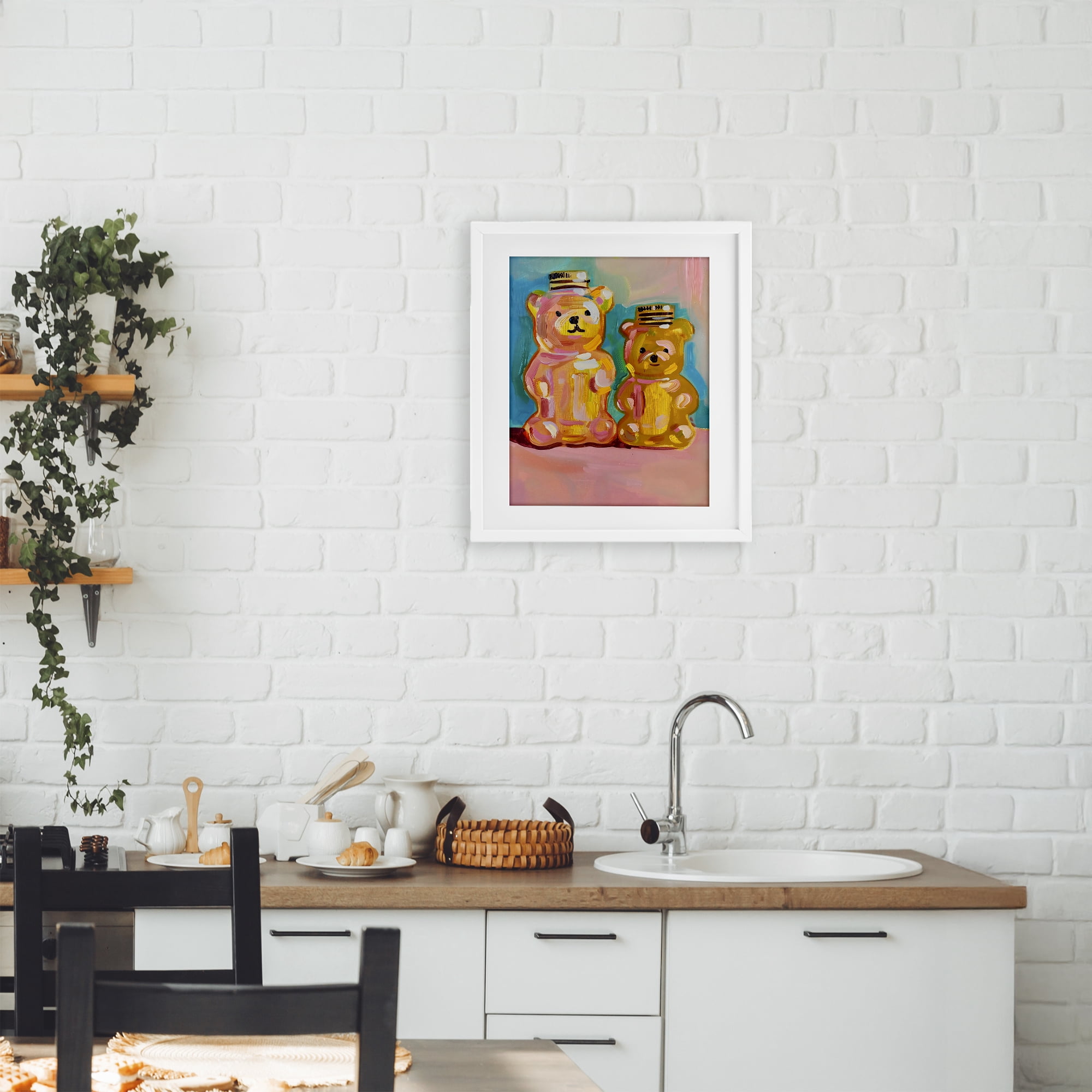 Stupell Industries Joyful Honey Bears Duo White Framed Print Under Glass, design by The Prints Vibe