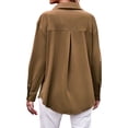 thumbnail image 5 of SLADYGLO Women Lapel Collar Button Down Long Sleeve Chest Pockets Shirt, 5 of 7