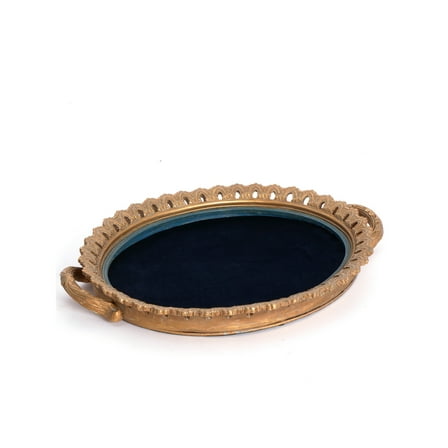 A&B Home Tray - 13" x 1.5" x 9.5" - Black/Gold