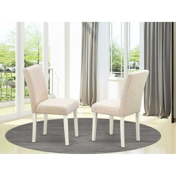 Set of 2 Chairs ABP2T02 Abbott Parson Chair With Linen White Leg And Linen Fabric Light Beige