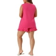 thumbnail image 3 of Agnes Orinda Women's Plus Size Mother's Day 2 Piece Sleepwear Comfy Ruffle Sleeveless Tank Top with Shorts Pajamas Set 3X Hot Pink, 3 of 6