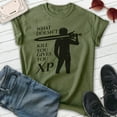 thumbnail image 2 of What Doesn't Kill You Gives You XP Shirt, Unisex Women's Men's Shirt, RPG Gaming Tee, Fantasy Gamer Tee, Heather Military Green, XX-Large, 2 of 6