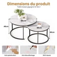 thumbnail image 2 of Set of 2 Modern Nesting Coffee Table, White Sintered Stone Top, Sturdy Wrought Iron Base for Living Room Decor, 2 of 7