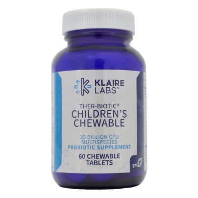 Klaire Labs Ther-Biotic Children's Chewable Probiotic - 25b CFU Lactobacillus + Bifidobacterium Probiotics for Kids - GI + Immune Support, Cherry Flavor - Hypoallergenic, Dairy-Free (60 Tablets)