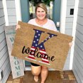 thumbnail image 2 of JeashCHAT Monogram Letter K Doormat American Stars and Stripes 4th of July Patriotic Welcome Door Mat Family Last Name Initial Floor Mat Independence Day Decoration for Indoor Outdoor, 16"x24", 2 of 3