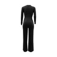 thumbnail image 5 of WREESH Womens Business Casual Jumpsuit Fall Fashion Long Sleeved V-Neck Zipper Solid Long Jumpsuit Black, 5 of 8