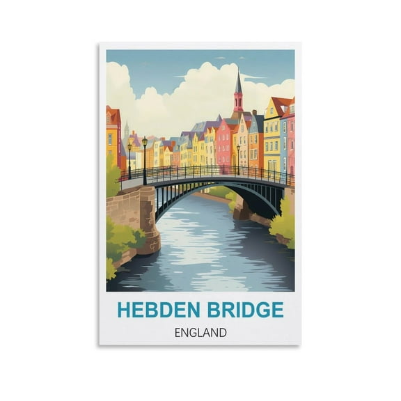 UENPHN Hebden Bridge England Vintage Travel Poster 08X12inch(20X30cm)Canvas wall posters and art prints modern home bedroom decor posters