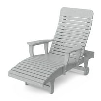Wildridge Signature Chaise Lounge, Light Gray - Outdoor Weather Resistant Recycled Plastic Furniture for Patio