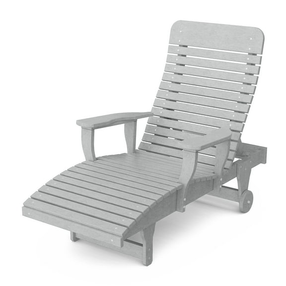 Wildridge Signature Chaise Lounge, Light Gray - Outdoor Weather Resistant Recycled Plastic Furniture for Patio