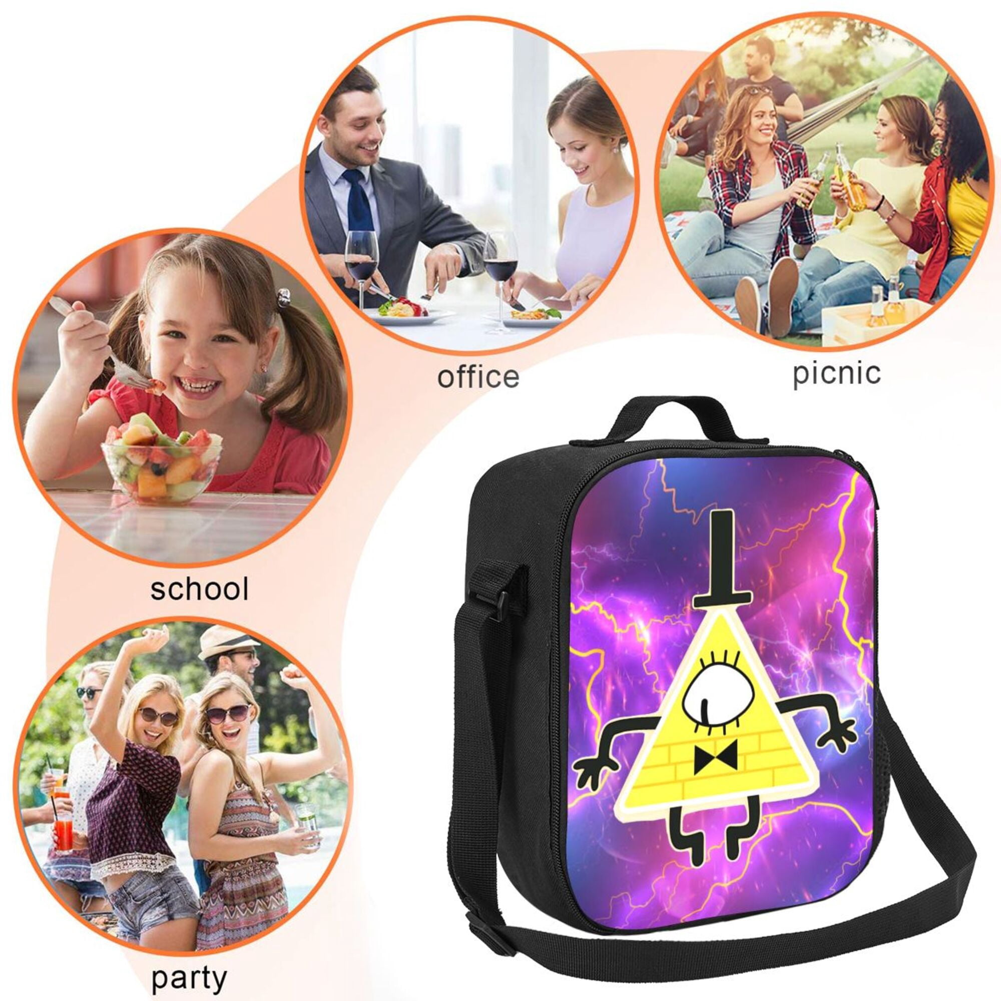Gravity Falls Bill Cipher Lunch Box Portable Lunch Bag Woman Man Teen Work Office With Lunch Storage Bag Reusable