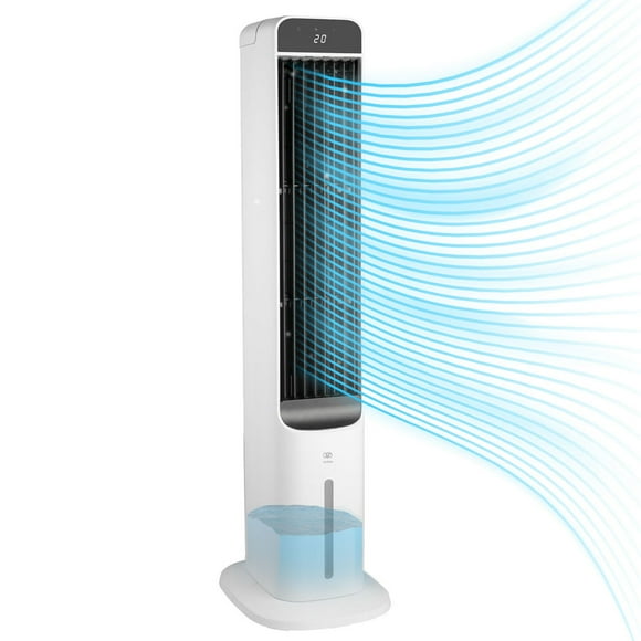 Enfriador de aire y Ventilador de torre con Tanque 5 Litros, Oscilación 50 °, 3 velocidades y Control remoto, AVERA, ENFAIR5L