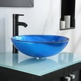 thumbnail image 5 of Walsport 24" Luxurious Wood Bathroom Vanity Cabinet Blue Round Vessel Sink Vanity Cabinet Tempered Glass Top w/ Mirror,Black, 5 of 10