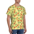 thumbnail image 2 of Bixox Men's Floral Strawberr Printed Short Sleeve Skinny Athletic T-Shirt, 2 of 6