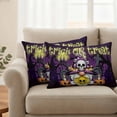 thumbnail image 2 of Halloween Outdoor Waterproof Pillow Covers, Horror Pumpkins Halloween Skull Gnomes Purple Decorative Rectangle Throw Pillowcase Sofa Cushion Sham for Patio/Couch/Chair, 20"x12" 2 Pack, 2 of 8
