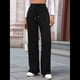 thumbnail image 5 of Pantalones Deportivos Casuales para Mujer, de Pierna , Holgados, con Cordón Ajustable, Cintura Alta, Elásticos y Bolsillos. Negro M, 5 of 10
