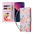 thumbnail image 1 of Compatible With Iphone 13 Case Retro Gilded Flower Pu Leather Rfid Blocking Wallet Cover, 1 of 3