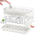 thumbnail image 1 of Bandeja para cubitos de hielo con tapa y contenedor de almacenamiento, 64 piezas de molde de hielo, silicona (blanco), 1 of 4
