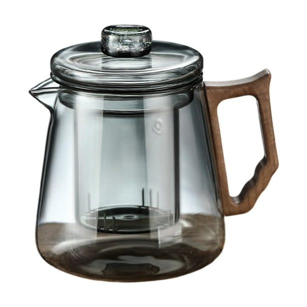 Tetera de vidrio para té de hojas sueltas, jarra de agua, tetera floreciente para el hogar y la oficina Gris claro