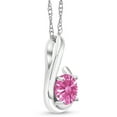 thumbnail image 2 of Gem Stone King 10K White Gold Pink Zirconia Pendant Necklace for Women (0.84 Cttw, Gemstone Birthstone, Round 6MM, With 18 inch Chain), 2 of 5