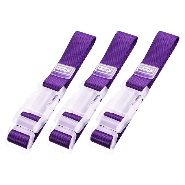 Unique Bargains Add a Bag Luggage Straps, Adjustable Suitcase Belts with Buckle 300x25mm, Purple 3Pcs