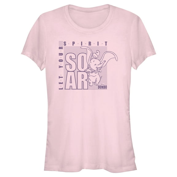 Junior's Dumbo Let Your Spirit Soar  Graphic Tee Light Pink Small