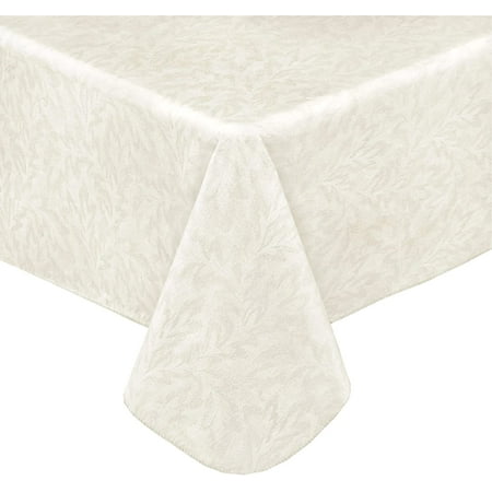 

Newbridge Beige Napa Leaf Solid Color Vinyl Flannel Backed Tablecloth Hotel Quality Indoor/Outdoor Patio Kitchen BBQ Dining Room Vinyl Tablecloth 52” x 52” Square