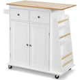 thumbnail image 1 of Gymax Îlot de Cuisine Roulant Chariot Utilitaire Armoire de Rangement Porte-Épices Porte-Serviettes Blanc, 1 of 10