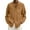 Brown, variant on Men's Linen Shirts Casual Button Down Long Sleeve Shirt Solid Spread Collar Summer Beach Shirts with Pocket Blue L