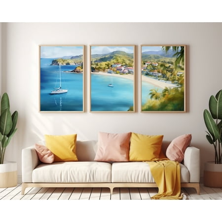St Maarten Poster Caribbean Coastal Wall Art Tropical Island Decor Turquoise Water Poster Seaside Travel Artwork Poster Only