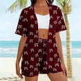 thumbnail image 5 of Fengqque Womens 2 Piece Sets Shirt Cardigan Short Sets Summer Printed Two Piece Outfits Beach Vacation Set Wine-B L(L), 5 of 6