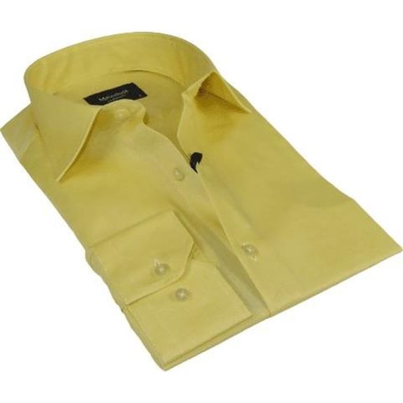 Men 100% Cotton Oxford Shirt Manschett by Quesste Turkey Slim Fit 4029-11 Yellow