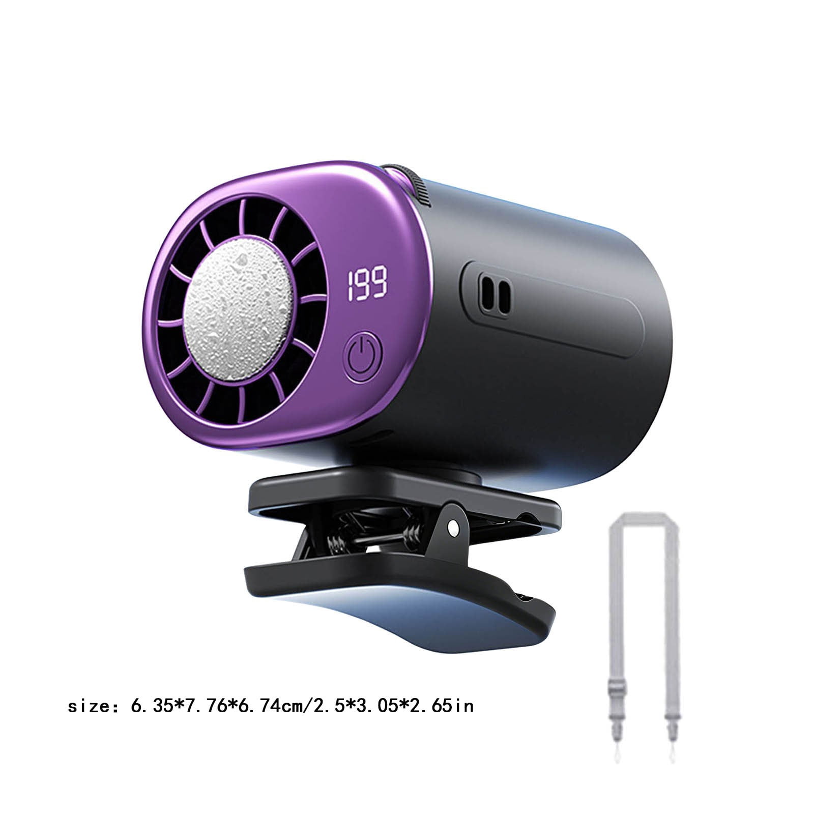 2026 Car Clip On Air Conditioner Fan LED Display 360 Rotation 199 Speeds Adjustable USB Rechargeable