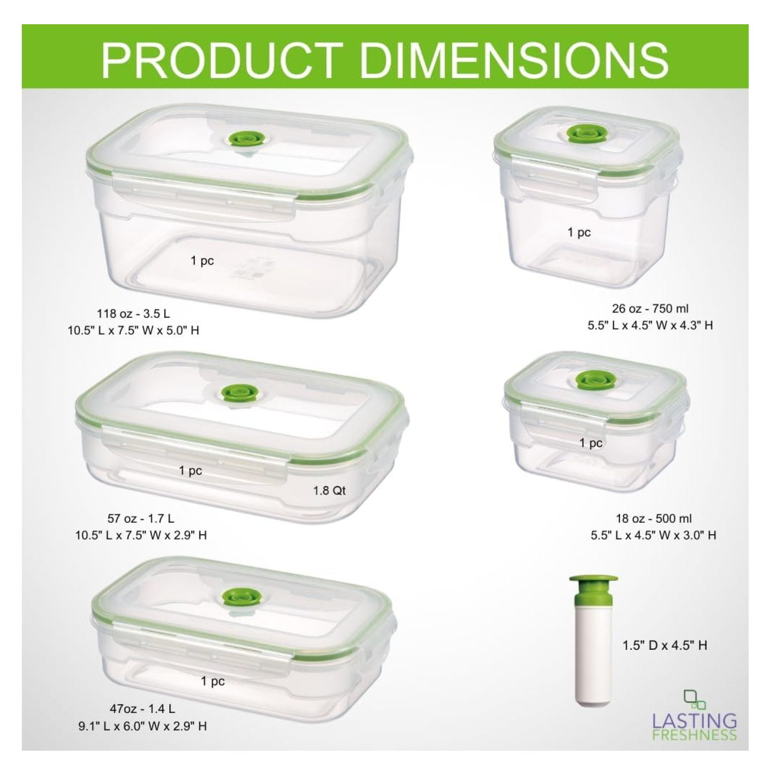 11 piece Vacuum Seal Food Storage Containers with Vacuum Pump, Airtight and Leak Proof, Vacuum Sealed Food Storage Containers, Meal Prep Containers, Keep Food Fresh up to 5 X Longer