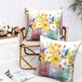 thumbnail image 6 of Spring Throw Pillow Covers 16x16 Set of 2 Daffodils Flower Pillow Covers Floral Vase Outdoor Pillowcase Watercolor Linen Cushion Case for Sofa Outdoor Patio, 6 of 6