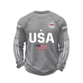 thumbnail image 2 of Zimjoy Men's Independence Day T-shirts Patriotic Long Sleeve Shirts Crew Neck Flag Print 250th Anniversary T Shirt, Light Gray M, 2 of 4