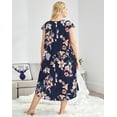 thumbnail image 4 of Loritta Plus Size Nightgowns for Women House Dress Short Sleeve Loungewear Floral Print V-Neck Moomoo Nightgowns Sleepwear XL-5XL, 4 of 6