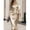 Champagne, variant on Champagne Satin Wrap V-Neck Long Sleeve Fitted Midi Dress